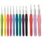 12 Pieces Set Extra-Long Crocheting Needles with Soft, Ergonomic Rubber Grips and 12 Hook Sizes - Knitting & Crochet Supplies for Beginners, Comfortable/Easy to Use